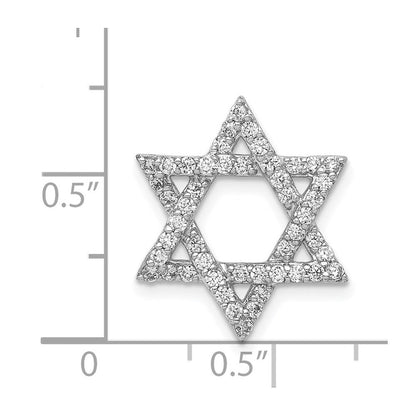 14K Weißgold 1/2ct. Echt Diamant Stern Of David Kette Anhänger