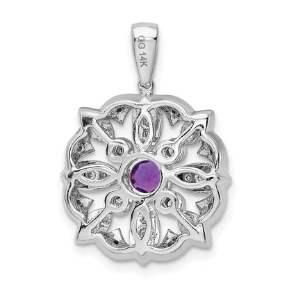 14K Weißgold Anhänger mit echtem Diamant und 0,25 ct. Amethyst, Fancy-Schliff