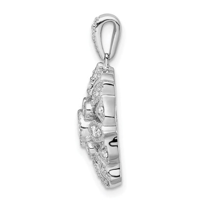 14K Weißgold Anhänger mit echtem Diamant und 0,25 ct. Citrin, Fancy-Design
