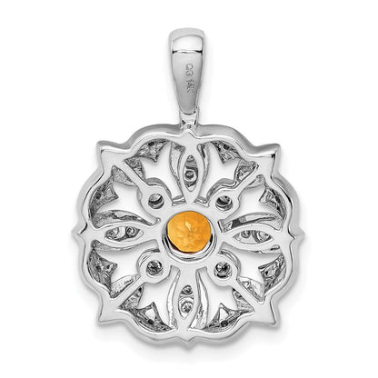 14K Weißgold Anhänger mit echtem Diamant und 0,25 ct. Citrin, Fancy-Design