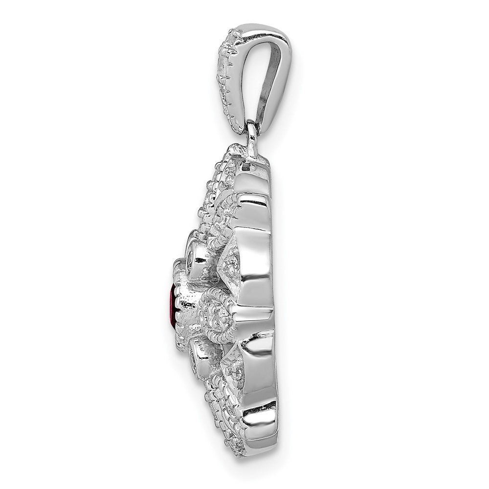 14 K Weißgold Anhänger mit echten Diamanten und 0,25 ct. Granat, ausgefallenes Design