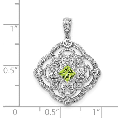 14K Weißgold Anhänger mit echtem Diamant und 0,40 ct. Peridot, Fancy-Design
