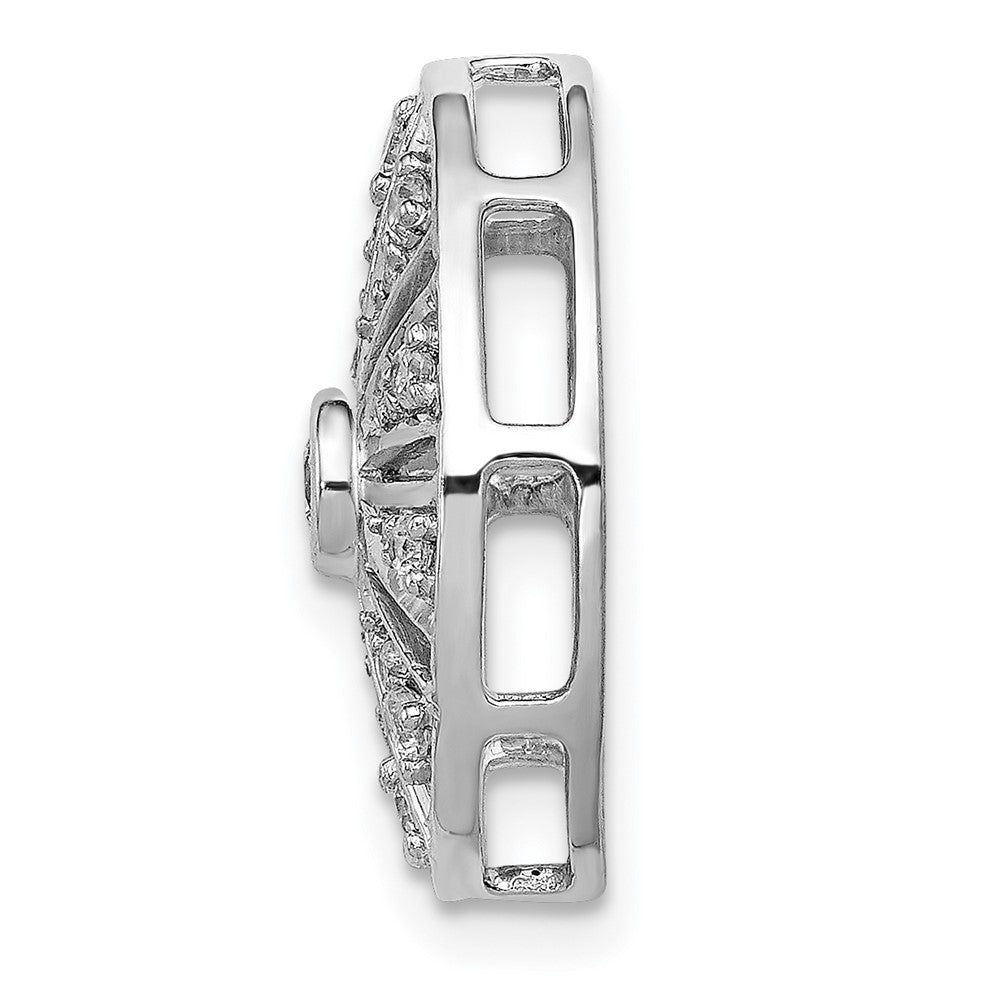 14K Weißgold 1/4ct. Echt Diamant Vintage Oval Kette Anhänger