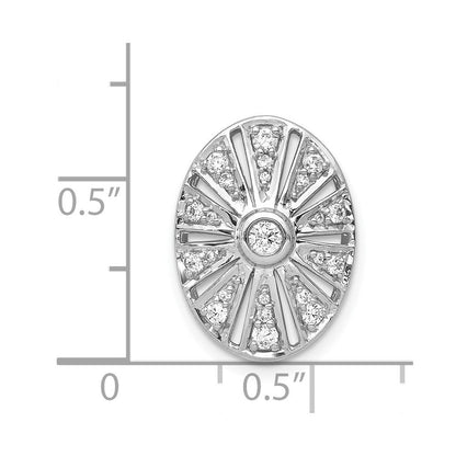 14K Weißgold 1/4ct. Echt Diamant Vintage Oval Kette Anhänger