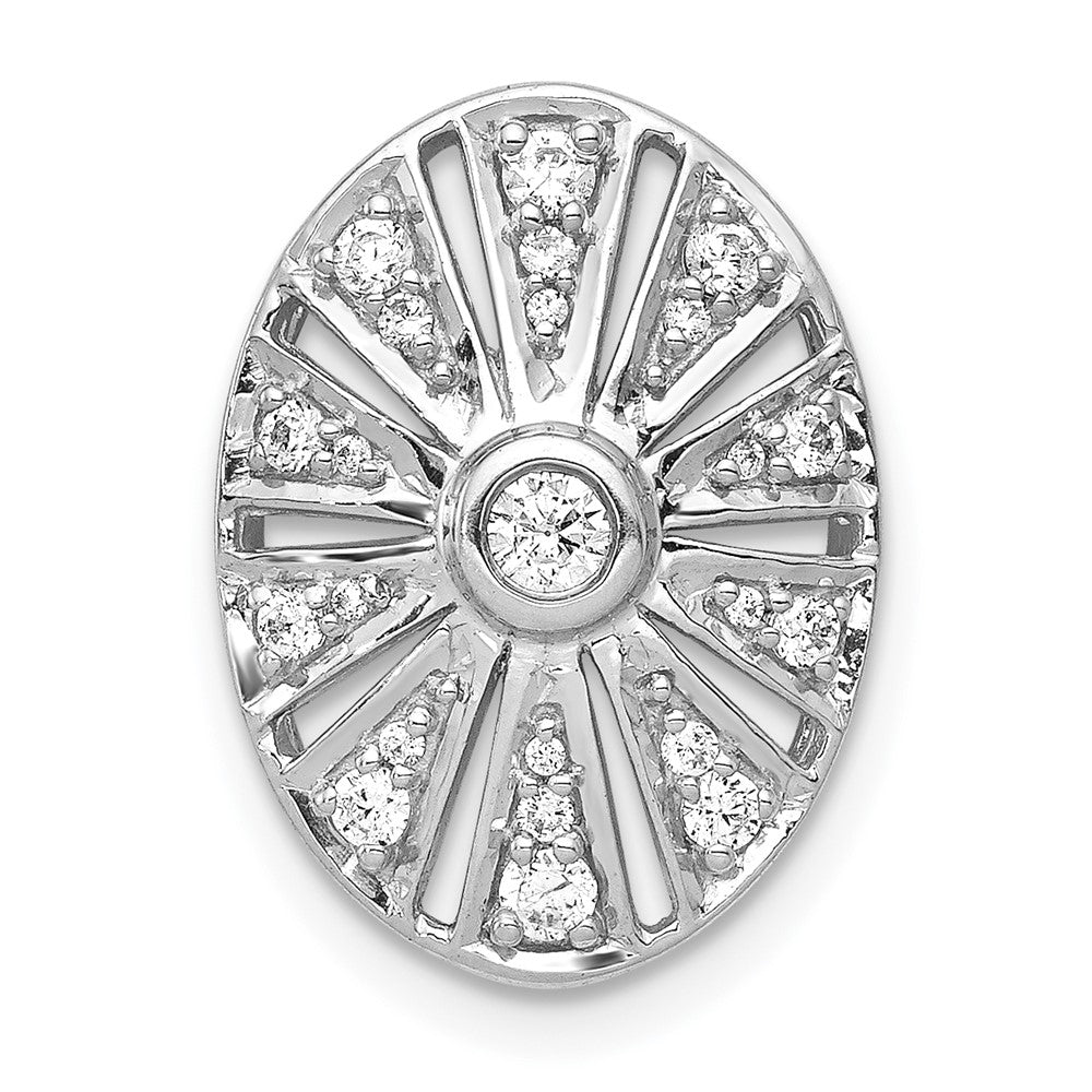 14K Weißgold 1/4ct. Echt Diamant Vintage Oval Kette Anhänger