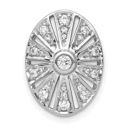 14K Weißgold 1/4ct. Echt Diamant Vintage Oval Kette Anhänger