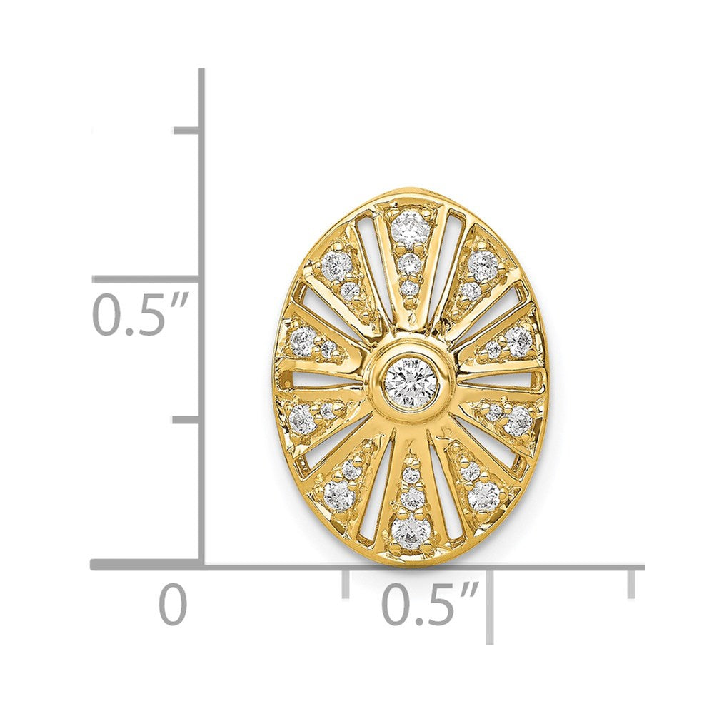 14K Gelbgold 1/4ct. Echt Diamant Vintage Oval Kette Anhänger