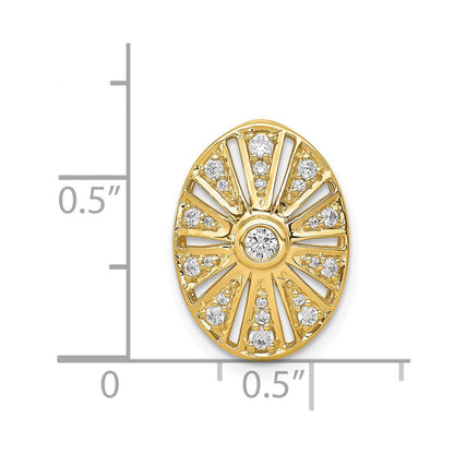 14K Gelbgold 1/4ct. Echt Diamant Vintage Oval Kette Anhänger