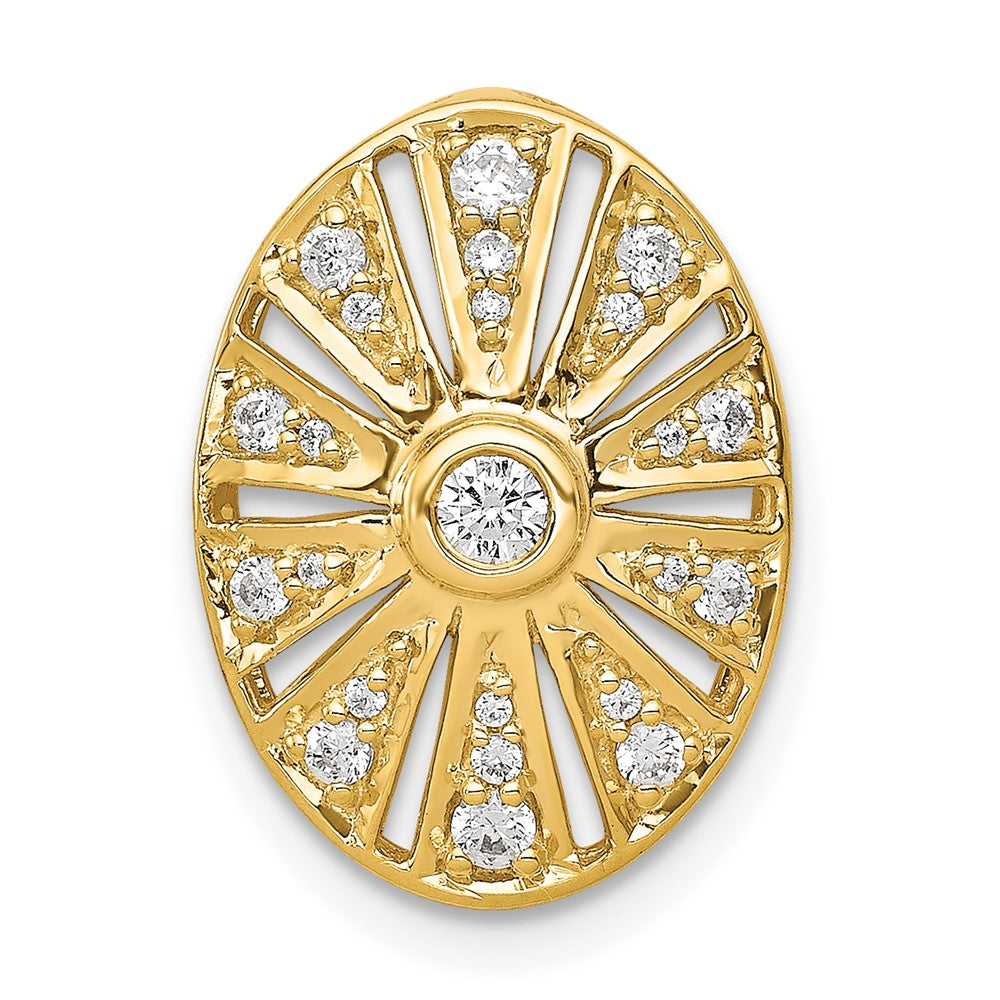 14K Gelbgold 1/4ct. Echt Diamant Vintage Oval Kette Anhänger
