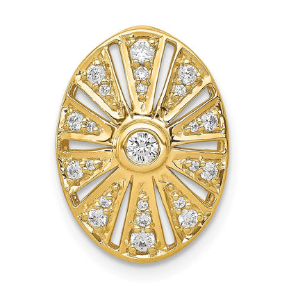 14K Gelbgold 1/4ct. Echt Diamant Vintage Oval Kette Anhänger