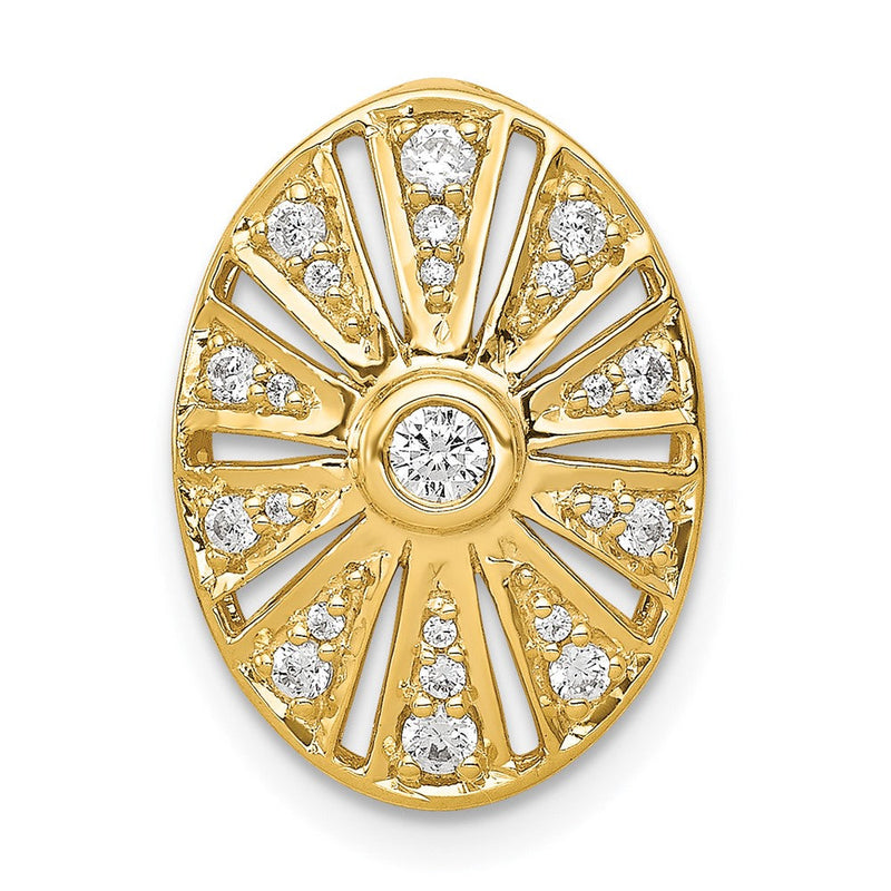 14K Gelbgold 1/4ct. Echt Diamant Vintage Oval Kette Anhänger