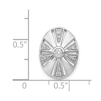 14K Weißgold 1/5ct. Echt Diamant Vintage Oval Kette Anhänger