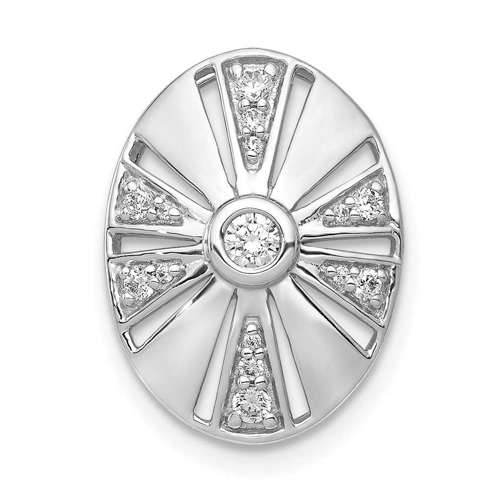 14K Weißgold 1/5ct. Echt Diamant Vintage Oval Kette Anhänger