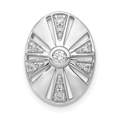 14K Weißgold 1/5ct. Echt Diamant Vintage Oval Kette Anhänger