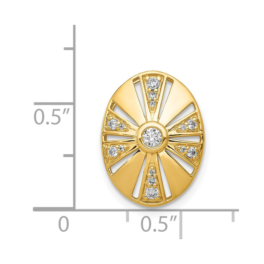 14K Gelbgold 1/5ct. Echt Diamant Vintage Oval Kette Anhänger