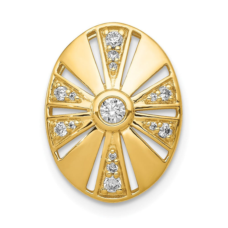 14K Gelbgold 1/5ct. Echt Diamant Vintage Oval Kette Anhänger