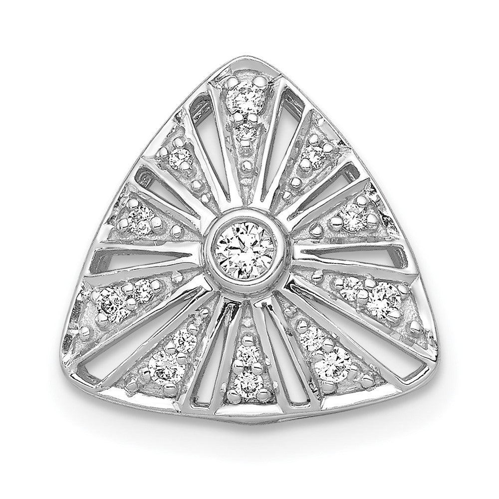 14K Weißgold 1/6ct. Echt Diamant Vintage Trillant Form Kette Anhänger