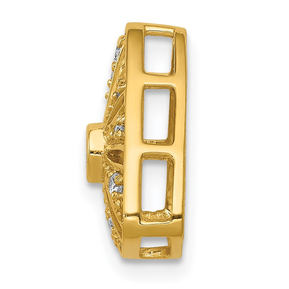 14K Gelbgold 1/6ct. Echt Diamant Vintage Trillant Form Kette Anhänger