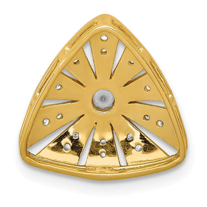 14K Gelbgold 1/6ct. Echt Diamant Vintage Trillant Form Kette Anhänger