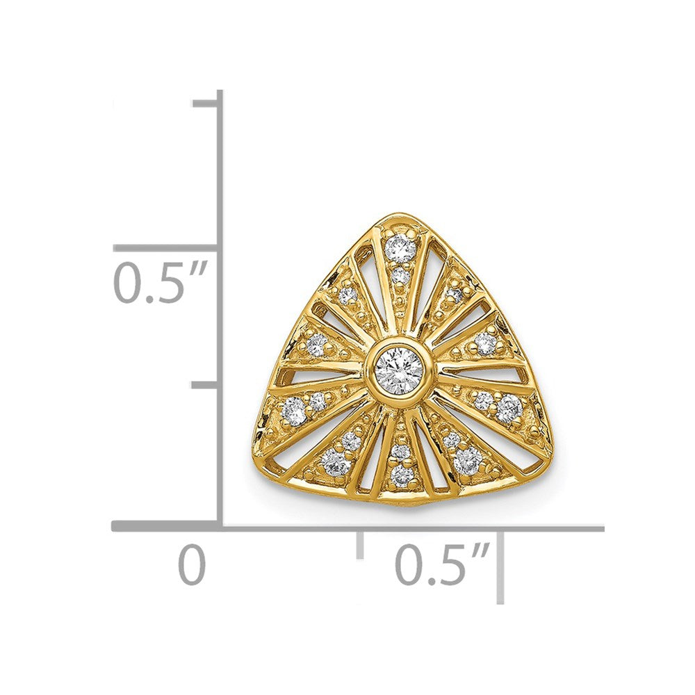 14K Gelbgold 1/6ct. Echt Diamant Vintage Trillant Form Kette Anhänger
