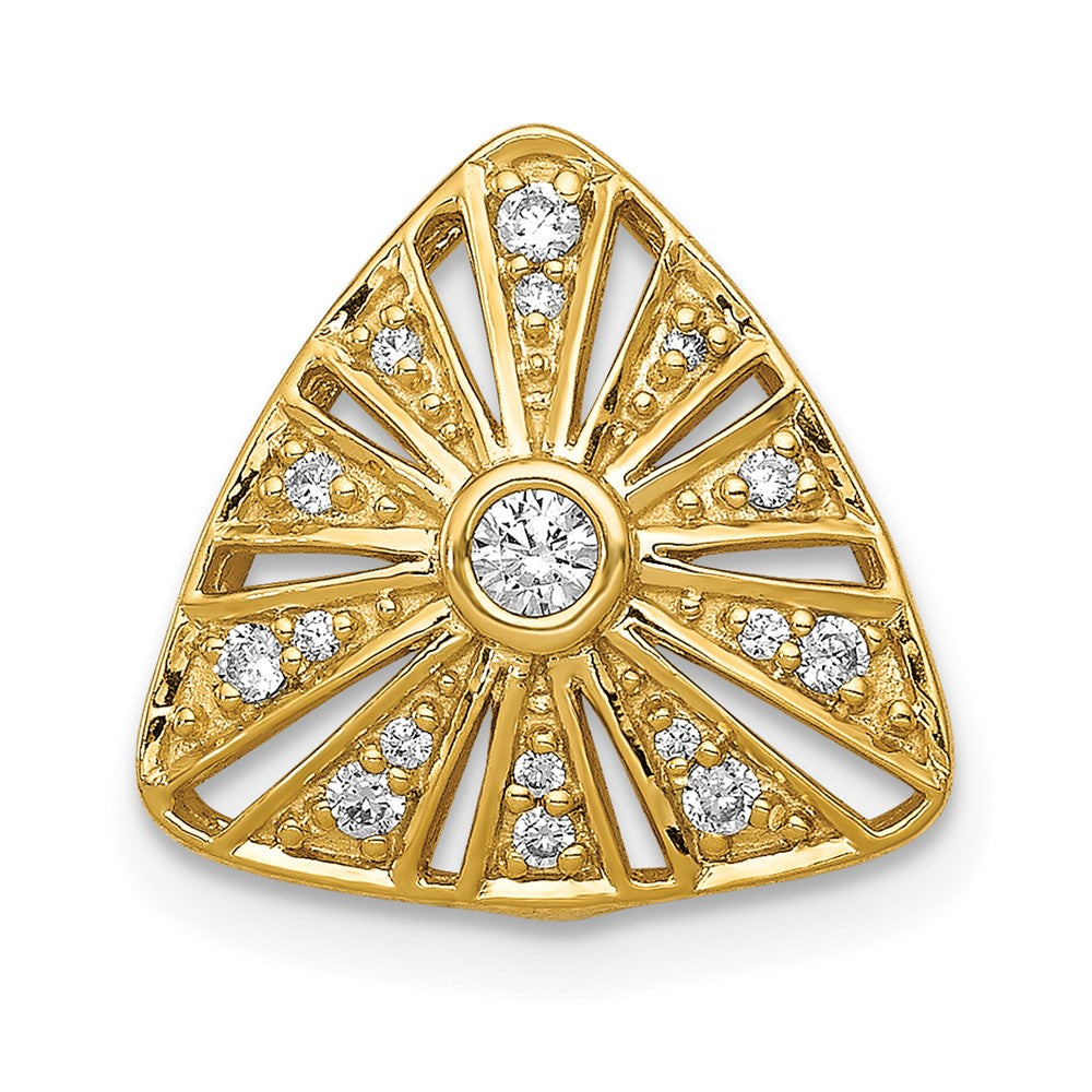 14K Gelbgold 1/6ct. Echt Diamant Vintage Trillant Form Kette Anhänger