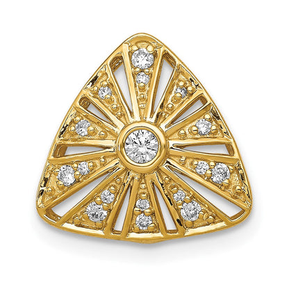 14K Gelbgold 1/6ct. Echt Diamant Vintage Trillant Form Kette Anhänger