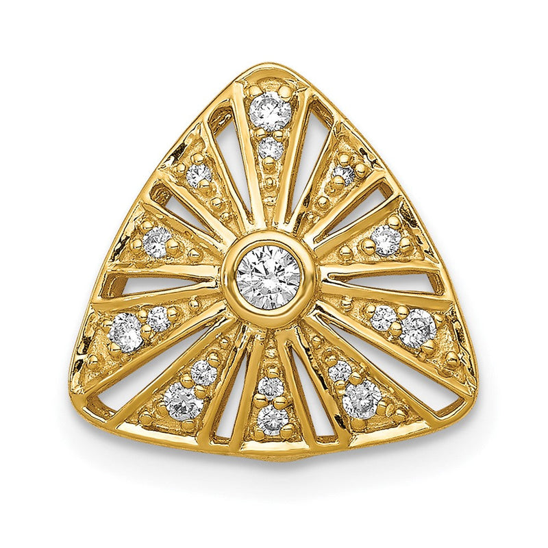 14K Gelbgold 1/6ct. Echt Diamant Vintage Trillant Form Kette Anhänger