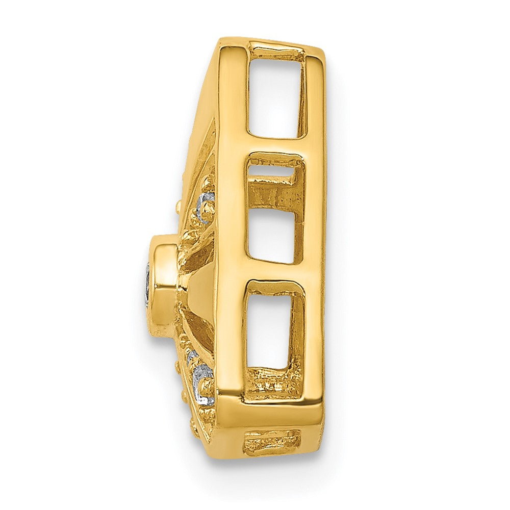14K Gelbgold Echt Diamant 1/10ct. Vintage Trillant Form Kette Anhänger
