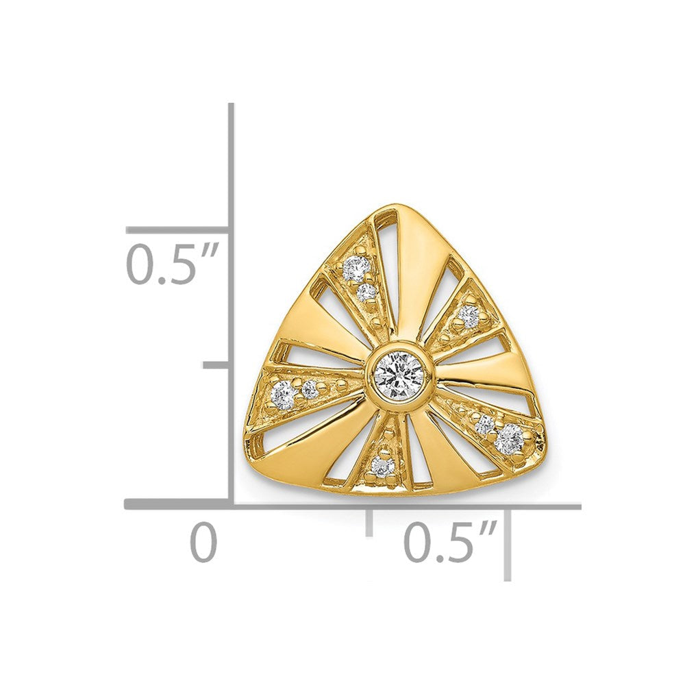 14K Gelbgold Echt Diamant 1/10ct. Vintage Trillant Form Kette Anhänger