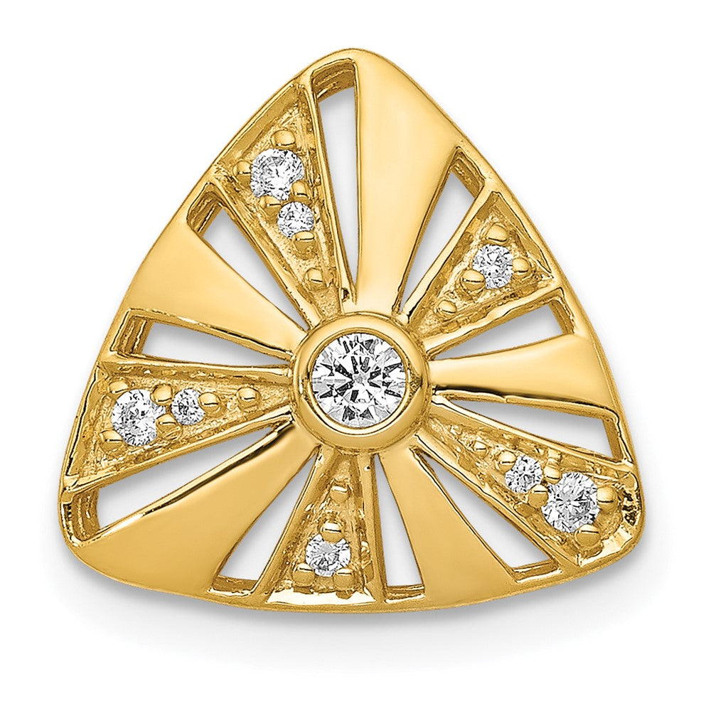 14K Gelbgold Echt Diamant 1/10ct. Vintage Trillant Form Kette Anhänger