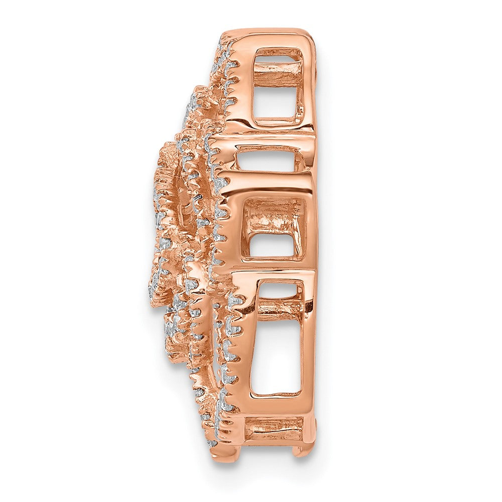 14K Roségold Echt Diamant Fantasie Blume Kette Anhänger