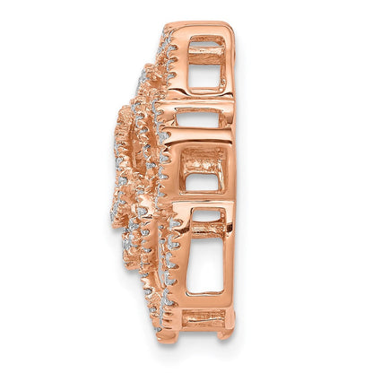 14K Roségold Echt Diamant Fantasie Blume Kette Anhänger