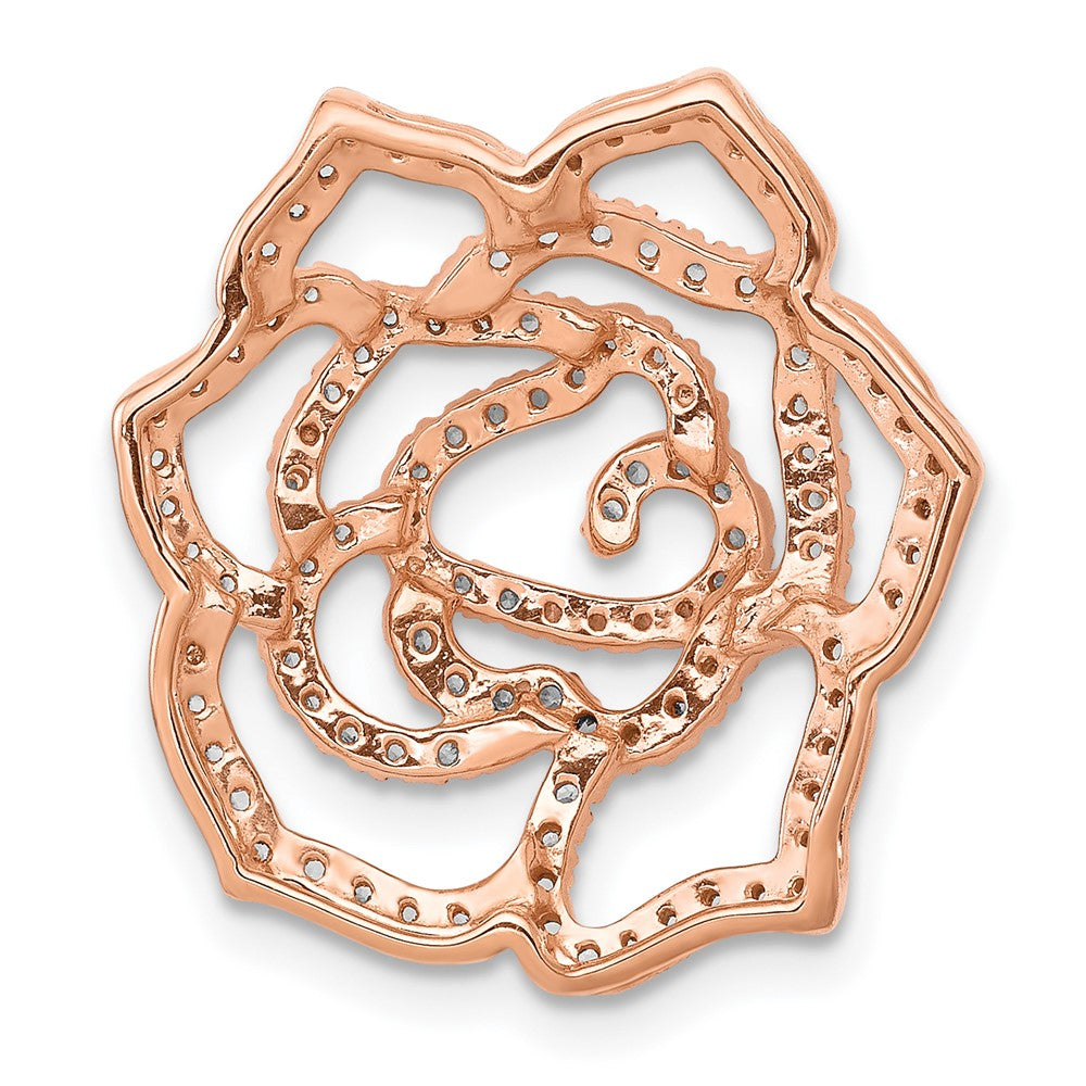 14K Roségold Echt Diamant Fantasie Blume Kette Anhänger