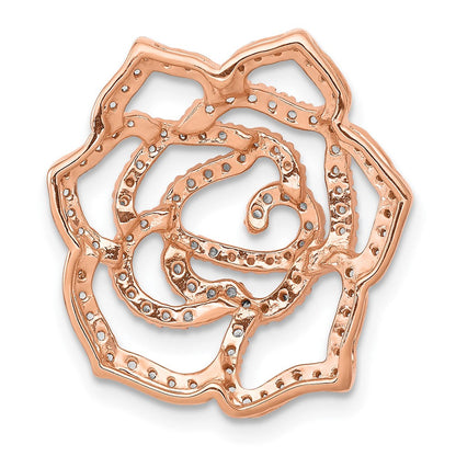 14K Roségold Echt Diamant Fantasie Blume Kette Anhänger