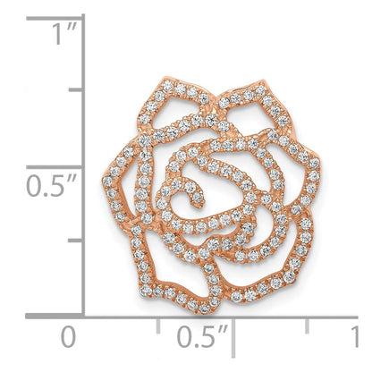 14K Roségold Echt Diamant Fantasie Blume Kette Anhänger