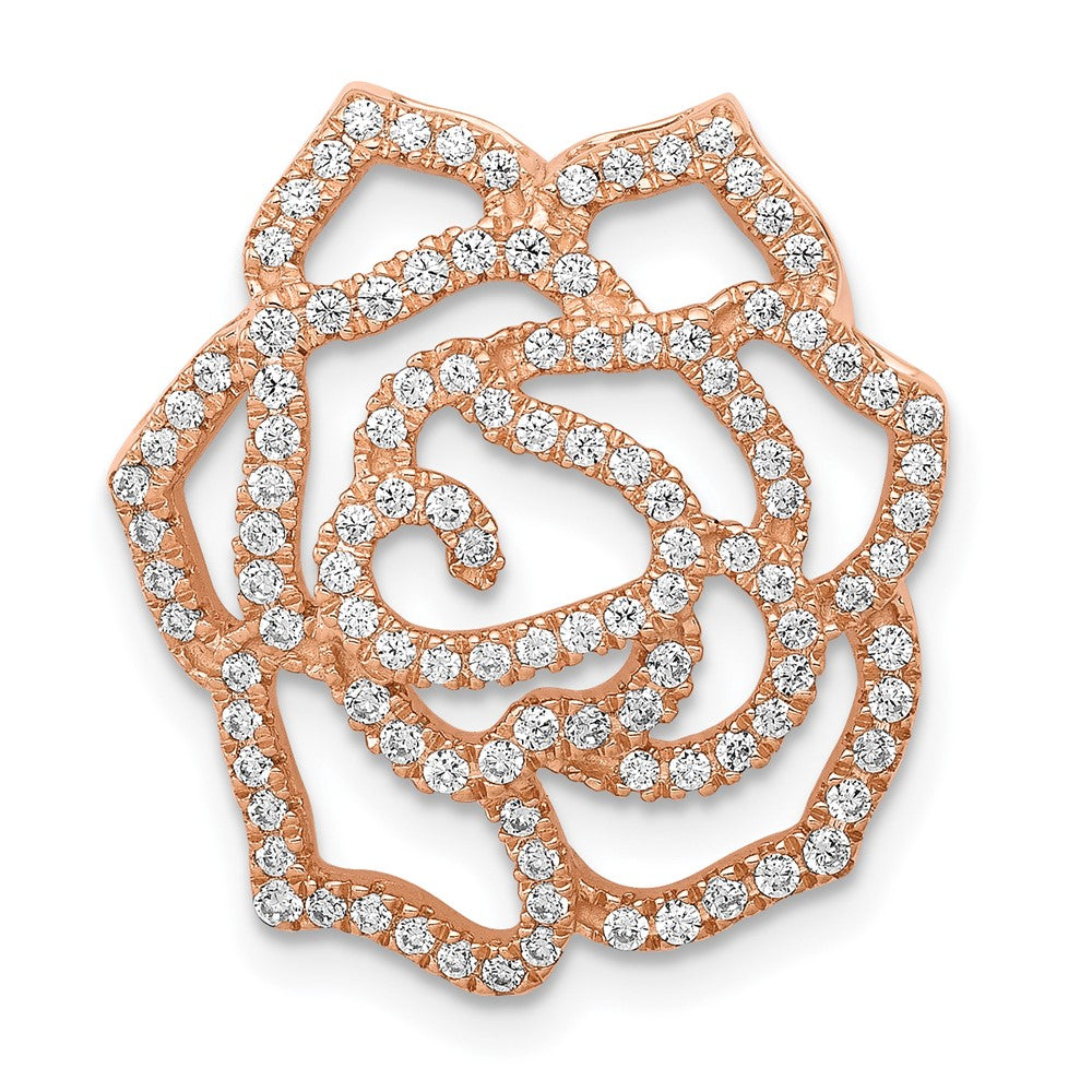 14K Roségold Echt Diamant Fantasie Blume Kette Anhänger