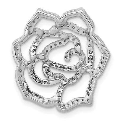 14K Weißgold Echt Diamant Fantasie Blume Kette Anhänger