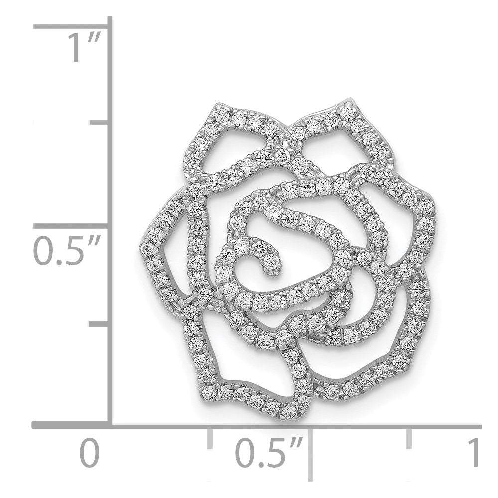 14K Weißgold Echt Diamant Fantasie Blume Kette Anhänger