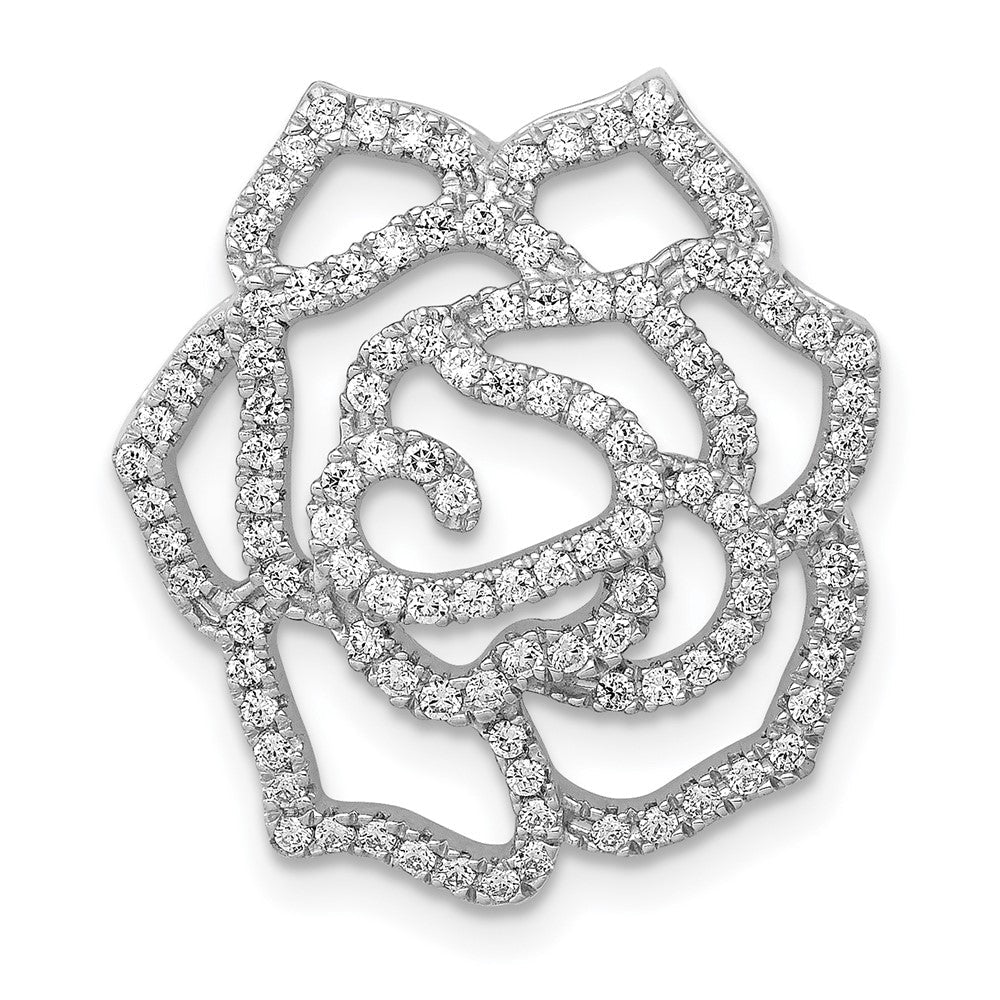 14K Weißgold Echt Diamant Fantasie Blume Kette Anhänger