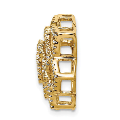 14K Gelbgold Echt Diamant Fantasie Blume Kette Anhänger
