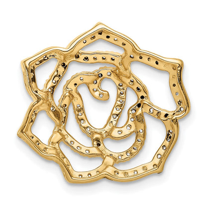 14K Gelbgold Echt Diamant Fantasie Blume Kette Anhänger