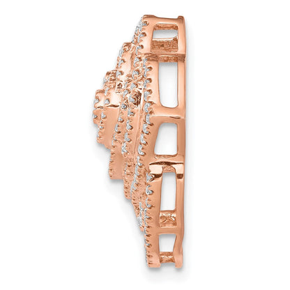 14K Roségold 1/2ct. Echt Diamant Fantasie Blume Kette Anhänger