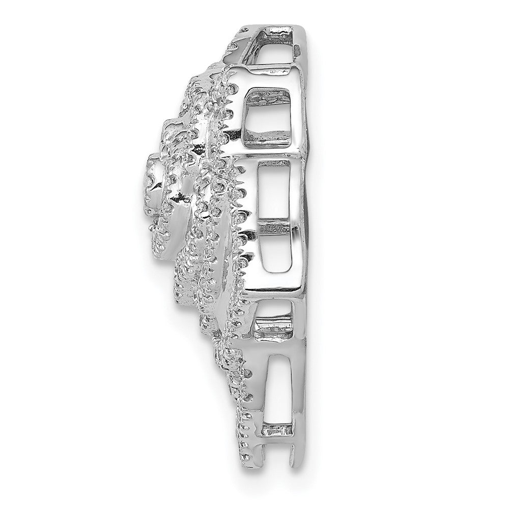 14K Weißgold 1/2ct. Echt Diamant Fantasie Blume Kette Anhänger