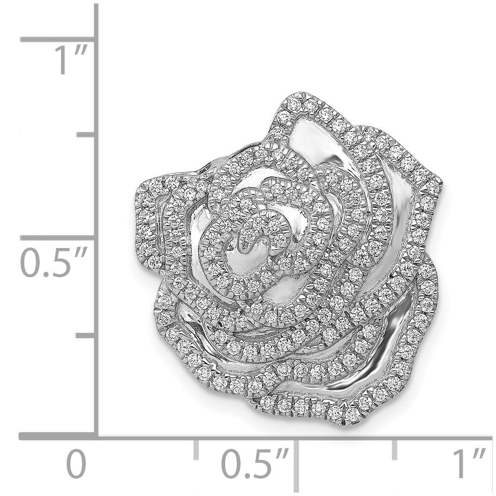 14K Weißgold 1/2ct. Echt Diamant Fantasie Blume Kette Anhänger