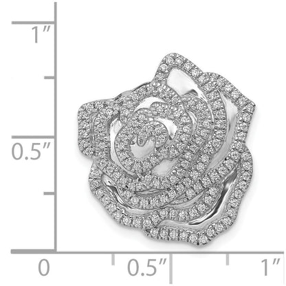 14K Weißgold 1/2ct. Echt Diamant Fantasie Blume Kette Anhänger