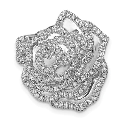14K Weißgold 1/2ct. Echt Diamant Fantasie Blume Kette Anhänger