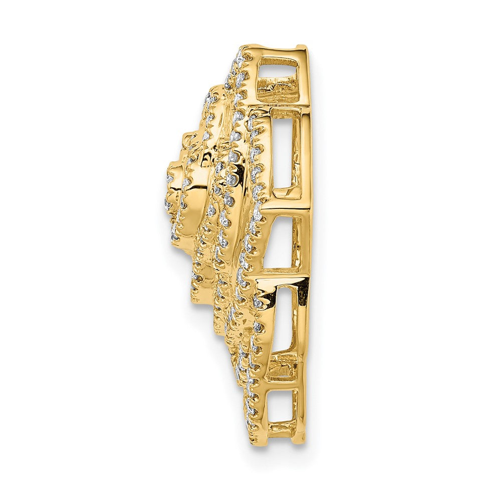14K Gelbgold Echt Diamant 1/2ct. Fantasie Blume Kette Anhänger