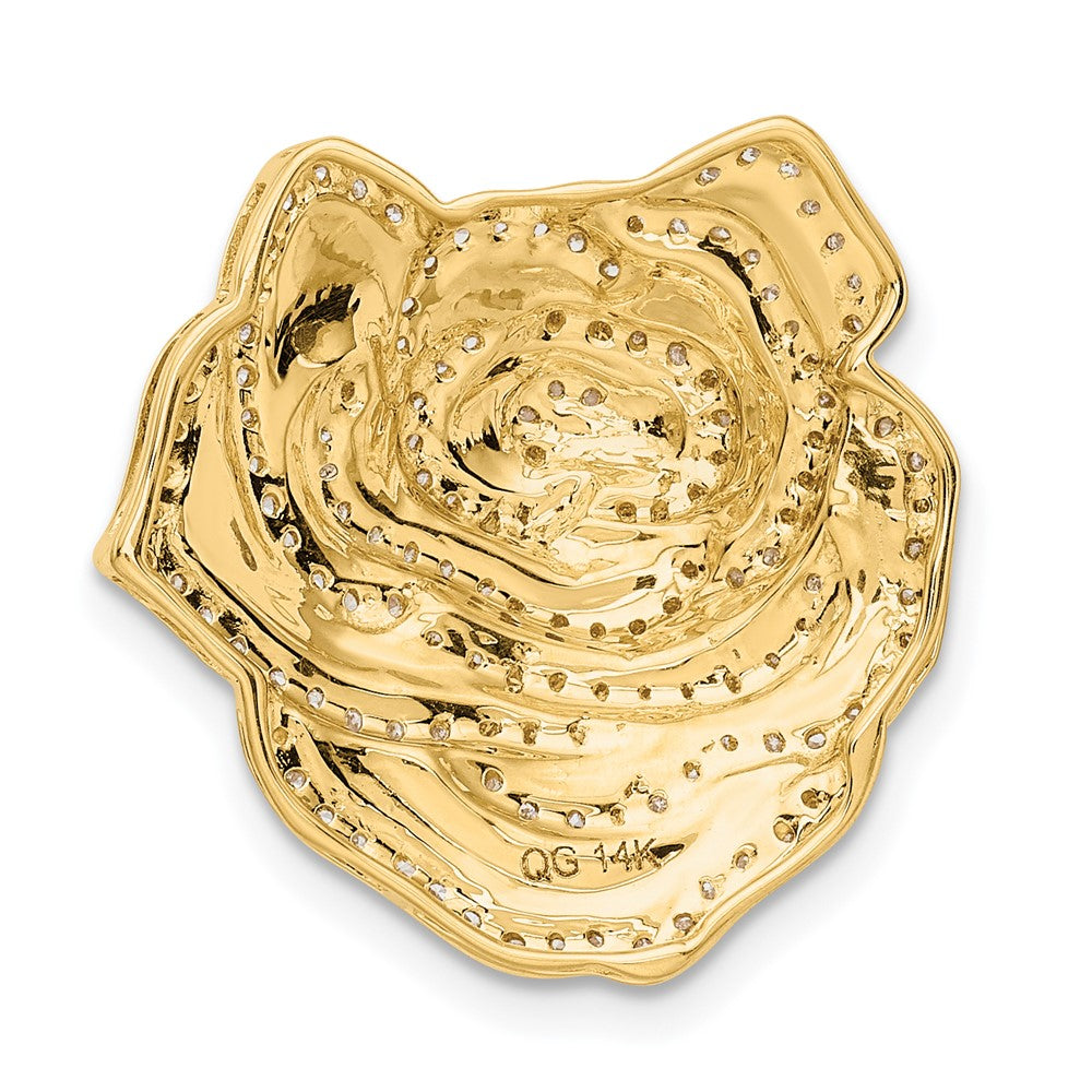 14K Gelbgold Echt Diamant 1/2ct. Fantasie Blume Kette Anhänger