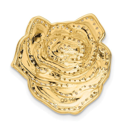 14K Gelbgold Echt Diamant 1/2ct. Fantasie Blume Kette Anhänger