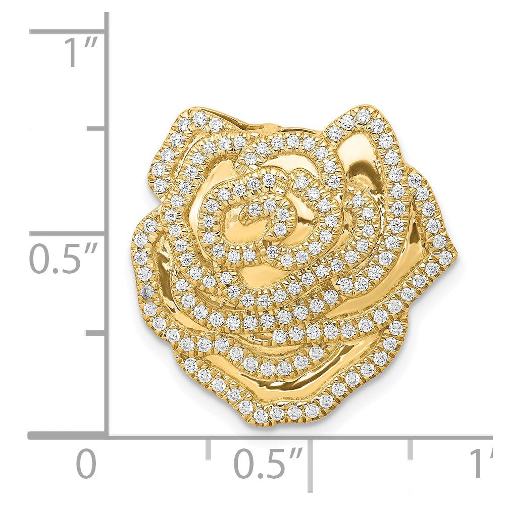 14K Gelbgold Echt Diamant 1/2ct. Fantasie Blume Kette Anhänger